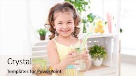  Presentation with cute lemonade - Presentation design consisting of kids having fun shopping - cute little girl holding glass background and a lemonade colored foreground