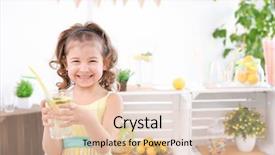  Presentation with cute lemonade - Cool new slide set with kids having fun shopping - cute little girl holding glass backdrop and a  colored foreground