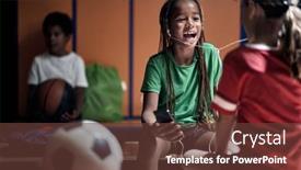  Presentation with kids sport - Beautiful PPT theme featuring kids-having-good-time backdrop and a tawny brown colored foreground