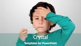  Presentation with kids health - Slide set consisting of kids health - adorable boy whit thermometer background and a teal colored foreground