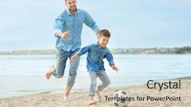  Presentation with kids health - PPT layouts featuring kids health - dad and son playing football background and a soft green colored foreground