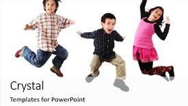  Presentation with kids health - Presentation theme with kids health - happy children jumping background and a white colored foreground