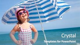  Presentation with under umbrella - Audience pleasing PPT layouts consisting of kids health - happy little girl backdrop and a teal colored foreground