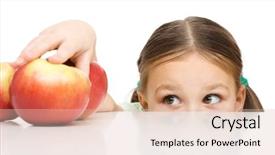  Presentation with apple company logo - Theme having kids healthy - cute little girl is reaching background and a lemonade colored foreground