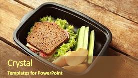  Presentation with lunch box - Amazing slides having kids healthy habits - lunch box with food backdrop and a  colored foreground