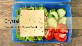  Presentation with lunch box - PPT layouts consisting of kids healthy habits - lunch box with food background and a  colored foreground