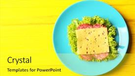  Presentation with food habits - Amazing PPT layouts having kids healthy habits - plate with tasty food backdrop and a  colored foreground