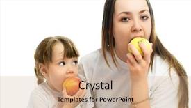  Presentation with daughter mother - Beautiful presentation design featuring kids healthy habits - portrait of a young mother backdrop and a coral colored foreground