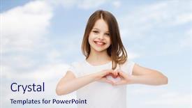  Presentation with shape heart - Colorful PPT theme enhanced with kids hearts - advertising childhood summer gesture backdrop and a sky blue colored foreground