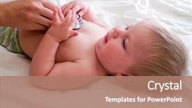  Presentation with baby doctor - Theme with kids hearts - doctor listening baby with stethoscope background and a  colored foreground