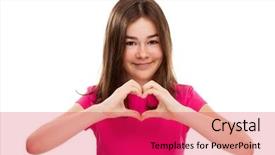  Presentation with girl mento - Theme consisting of kids hearts - portrait of young beautiful girl background and a  colored foreground
