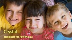  Presentation with children medical heart - Audience pleasing presentation theme consisting of kids hearts - three happy children backdrop and a tawny brown colored foreground