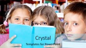  Presentation with kids brains - Audience pleasing slides consisting of kids hiding behind a book backdrop and a arctic colored foreground