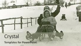  Presentation with fifties - Beautiful slides featuring kids history - vintage photo of mother backdrop and a mint green colored foreground