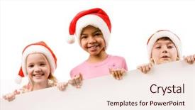  Presentation with santa - Amazing presentation theme having kids holiday - photo of happy friends backdrop and a sky blue colored foreground