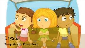  Presentation with cartoon - Audience pleasing slide set consisting of kids in a car - eps backdrop and a gold colored foreground