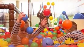  Presentation with free family - Beautiful slide set featuring kids in pool with colorful backdrop and a red colored foreground