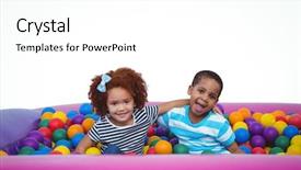  Presentation with kids - Audience pleasing PPT theme consisting of kids in sponge ball pool backdrop and a white colored foreground