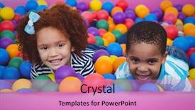  Presentation with kids - Audience pleasing slide set consisting of kids in sponge ball pool backdrop and a coral colored foreground