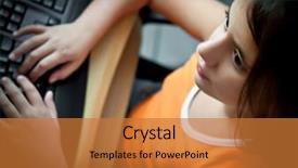  Presentation with personal - Audience pleasing PPT layouts consisting of kids internet - beautiful small girl working backdrop and a gold colored foreground