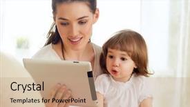  Presentation with mother child - Cool new slides with kids internet - happy mother holding her child backdrop and a coral colored foreground