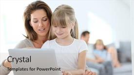  Presentation with cyber stalking computer laptop suffering - Colorful presentation enhanced with kids internet - mother and daughter using laptop backdrop and a mint green colored foreground