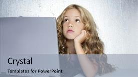  Presentation with school computer labs - PPT theme with kids internet - student little school girl homework background and a  colored foreground