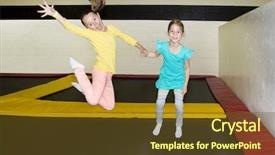  Presentation with kids - Beautiful PPT layouts featuring kids jumping on indoor trampolines backdrop and a tawny brown colored foreground