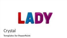  Presentation with letter - PPT layouts with kids learing reading - letter magnets lady isolated background and a  colored foreground