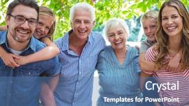  Presentation with family tree - Audience pleasing theme consisting of kids love - portrait of smiling family backdrop and a teal colored foreground