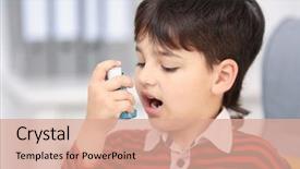  Presentation with inhaler - Slide set featuring boy using inhaler during asthmatic background and a coral colored foreground