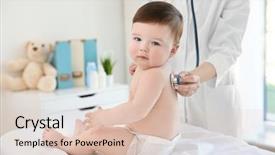  Presentation with baby lung - Cool new slide deck with doctor examining little baby backdrop and a  colored foreground