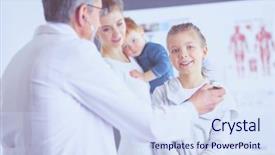  Presentation with heartbeat - Cool new PPT theme with girl and doctor with stethoscope backdrop and a sky blue colored foreground