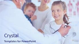  Presentation with heartbeat - Slide set enhanced with girl and doctor with stethoscope background and a sky blue colored foreground