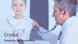  Presentation with heartbeat - Slide deck enhanced with girl and doctor with stethoscope background and a light blue colored foreground