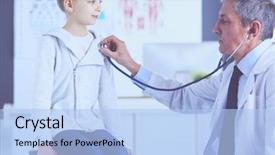  Presentation with lungs - Beautiful slide deck featuring girl and doctor with stethoscope backdrop and a light blue colored foreground