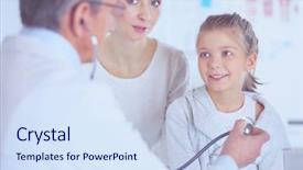  Presentation with heartbeat - Audience pleasing PPT layouts consisting of girl and doctor with stethoscope backdrop and a sky blue colored foreground