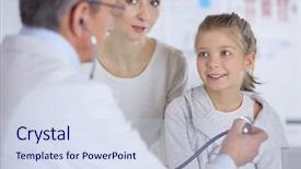  Presentation with heartbeat - Amazing slide deck having girl and doctor with stethoscope backdrop and a sky blue colored foreground