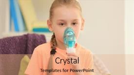  Presentation with asthma - PPT theme consisting of asthmatic child - girl using asthma machine background and a coral colored foreground