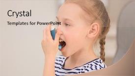  Presentation with inhaler - Slide deck with girl using inhaler during asthmatic background and a lemonade colored foreground