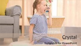  Presentation with inhaler - Cool new slide deck with girl using inhaler during asthmatic backdrop and a soft green colored foreground