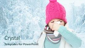  Presentation with tissue - Presentation having little girl with tissue in winter outdoor background and a sky blue colored foreground