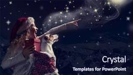  Presentation with dog baby cute child - Colorful PPT theme enhanced with kids magic show - happy child dog looks backdrop and a  colored foreground