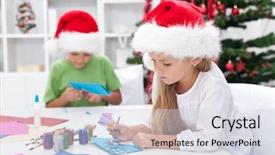  Presentation with christmas kids - Cool new presentation with kids making christmas or seasonal backdrop and a sky blue colored foreground