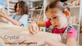  Presentation with pottery - Slides with kids-making-clay-crafts background and a lemonade colored foreground