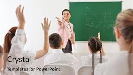  Presentation with teacher lesson plan - Cool new PPT theme with kids math - female teacher conducting lesson backdrop and a mint green colored foreground