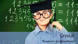  Presentation with math kids - Slide set enhanced with kids math - portrait of a smiling boy background and a light blue colored foreground
