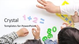  Presentation with math kids - Colorful slide deck enhanced with kids math - school boy backdrop and a sky blue colored foreground