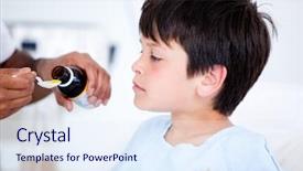  Presentation with cute - Cool new presentation theme with kids medical - cute sick little boy taking backdrop and a sky blue colored foreground