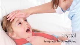  Presentation with medical ear nose throat vertigo - Colorful PPT layouts enhanced with kids medical - sick little girl showing throat backdrop and a lemonade colored foreground